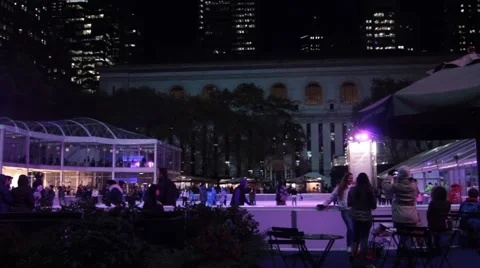 Ice Skating in Bryant Park Stock Footage 54506765
