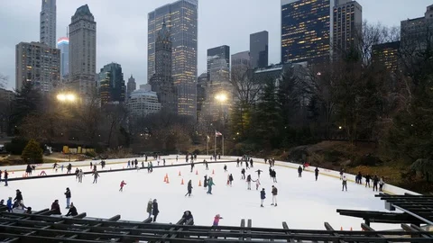 Ice skating in Central Park New York City Stock Footage 102956446