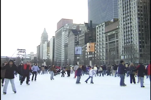 Ice Skating in the City Stock Footage 297742