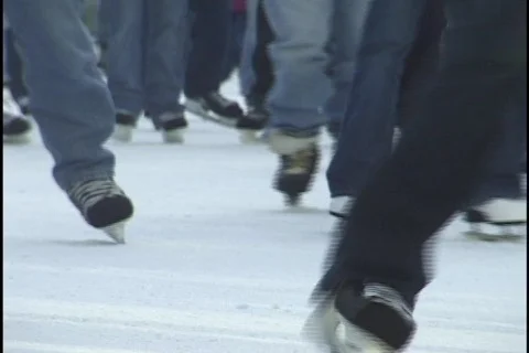 Ice Skating in the City Stock Footage 297743
