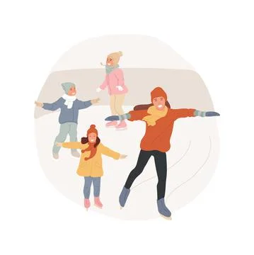 Ice skating class isolated cartoon vector illustration. Illustrazione stock