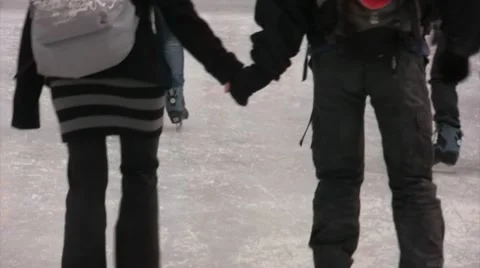 Ice skating crowd Stock Footage 8454128