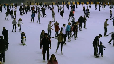 Ice skating crowds of people 2 Stock Footage 44231505