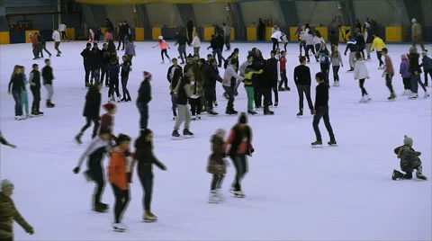 Ice skating crowds of people Stock Footage 44231524