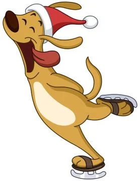 Ice skating dog Stock Illustration
