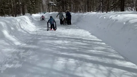 Ice skating in the forest Stock Footage 109304023