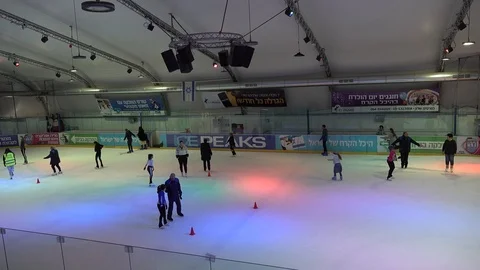 Ice skating in a hall Stock Footage 108114263