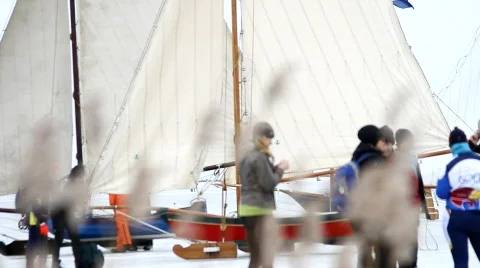 Ice skating, ice sailing Stock Footage 628385