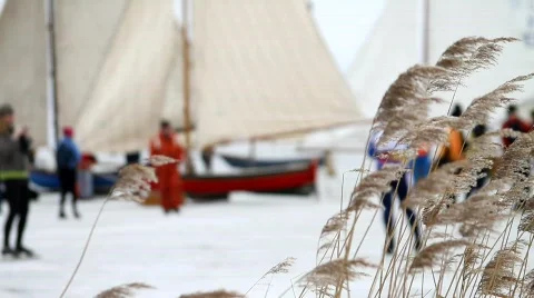 Ice skating, ice sailing Stock Footage 628391
