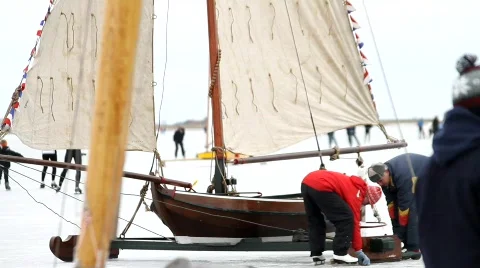 Ice skating, ice sailing Stock Footage 628395