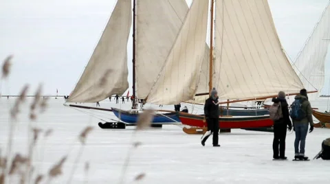 Ice skating, ice sailing Stock Footage 628408