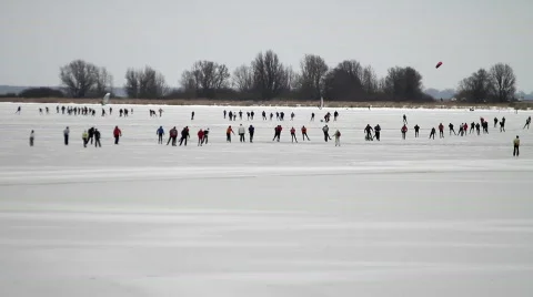 Ice skating, ice sailing Stock Footage 628410