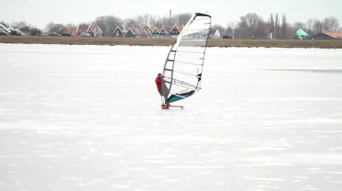 Ice skating, ice sailing Stock Footage 628421