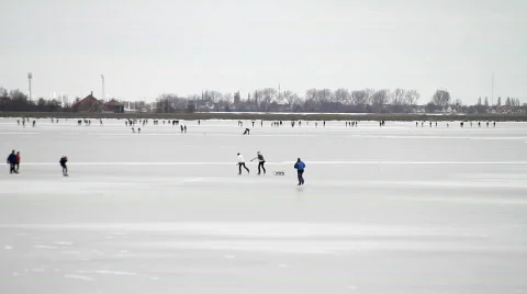 Ice skating, ice sailing Stock Footage 628425