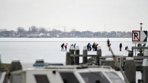 Ice skating, ice sailing Stock Footage 628426