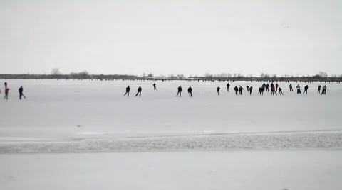 Ice skating, ice sailing Stock Footage 628427