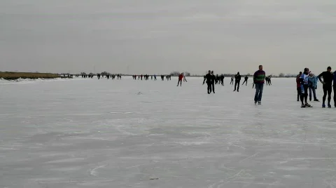 Ice skating, ice sailing Stock Footage 628435