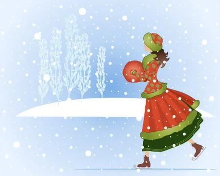 Ice skating Stock Illustration