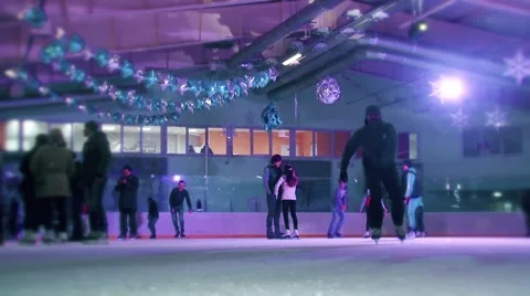Ice skating at the indoor rink. Stock Footage 59579414