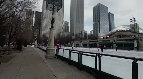 Ice Skating in Millennium Park 2 Stock Footage