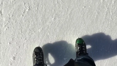 Ice skating movement skates Stock Footage 98677034