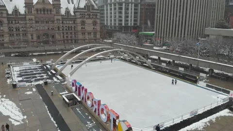 Ice skating in Nathan Phillips Stock Footage 146968853