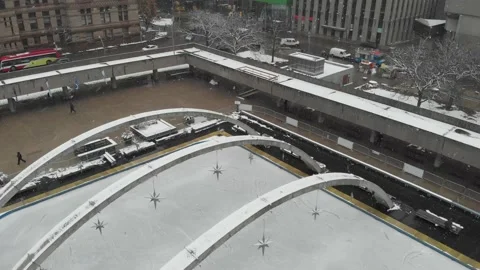 Ice skating in Nathan Phillips Stock Footage 146969166
