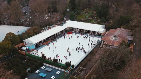 Ice skating outside Stock Footage 325032157
