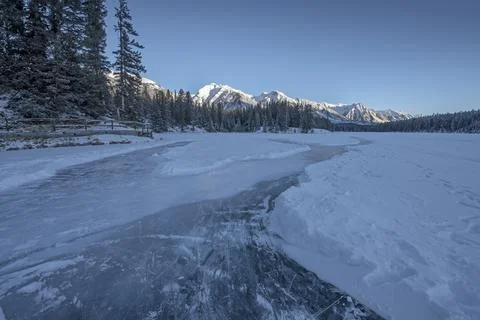 Ice Skating Path on Johnson Lake Stock Photos
