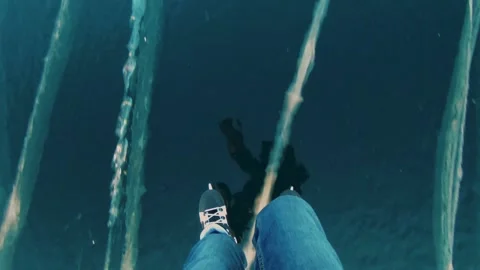 Ice skating pov on ice Stock Footage 143418345