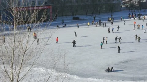 Ice Skating Rink (pan right) Stock Footage 14881742