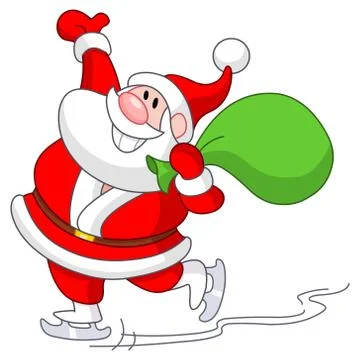 Ice skating Santa Stock Illustration
