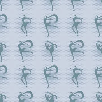Ice skating seamless pattern. muslim girl in hijab figure skating on ice rink Stock Illustration