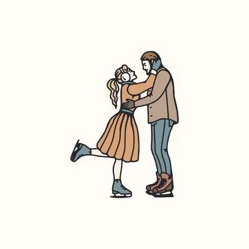 Ice skating vector illustration. Stock Illustration