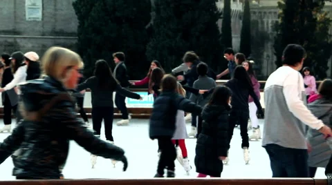 Ice skating winter fun 3 Stock Footage 44670611