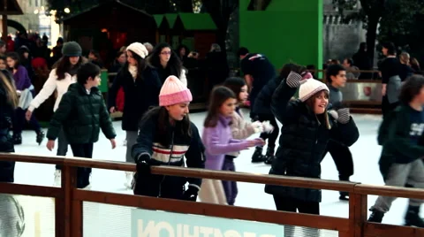 Ice skating winter fun 4 Stock Footage 44671082