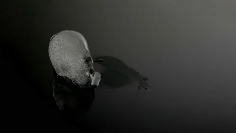 Ice skull on black background Stock Footage 140836094