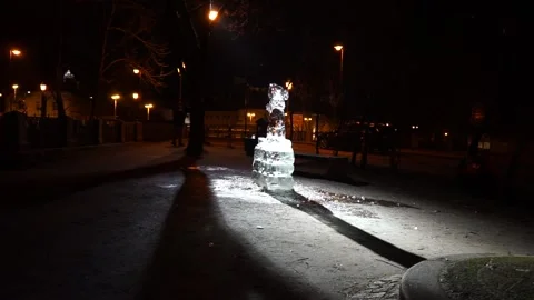 Ice skulpture "mouse" Stock Footage 166988207
