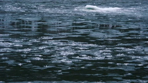 Ice sludge floating in the northern river 動画素材 72636882