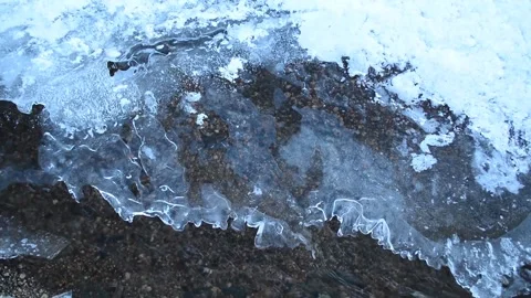 Ice on a snowy river in winter, Mongolia Stock Footage 149407004