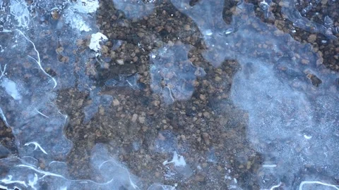 Ice on a snowy river in winter, Mongolia Stock Footage 149407045
