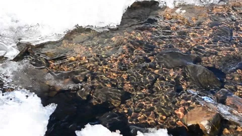 Ice on a snowy river in winter, Mongolia Stock Footage 149407073