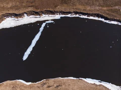Ice in the spring on the rivers.In early spring, the ice comes off the river. Stock Photos