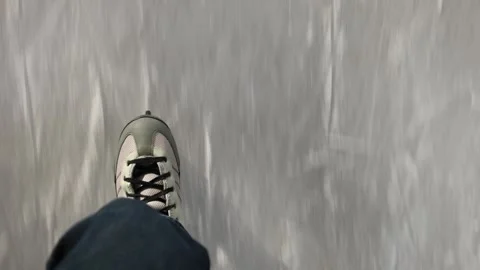 Ice staking point of view on public outdoor rink Stock Footage 300899790