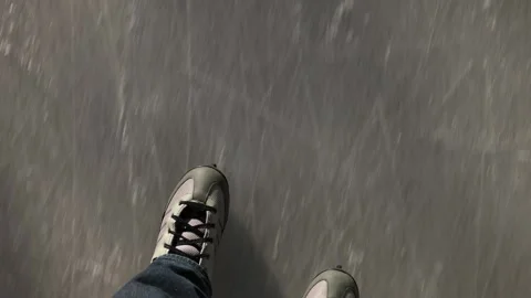 Ice staking point of view on public outdoor rink Stock Footage 300900278