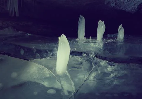 Ice stalactites Stock Photos