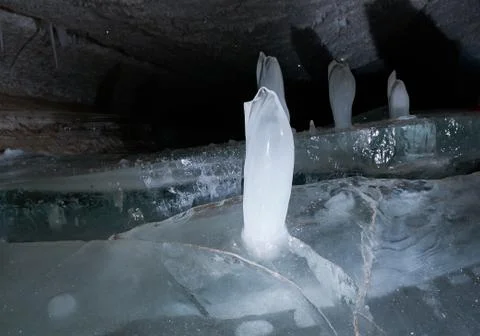 Ice stalactites Stock Photos