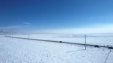 Ice steppe in winter. All under the snow Stock Footage 232983635