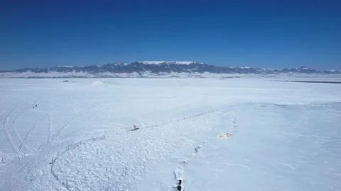 Ice steppe in winter. All under the snow Stock Footage 232983947