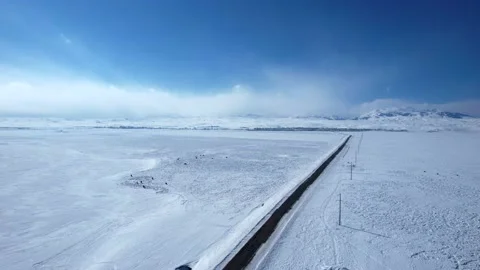 Ice steppe in winter. All under the snow Stock Footage 232984056